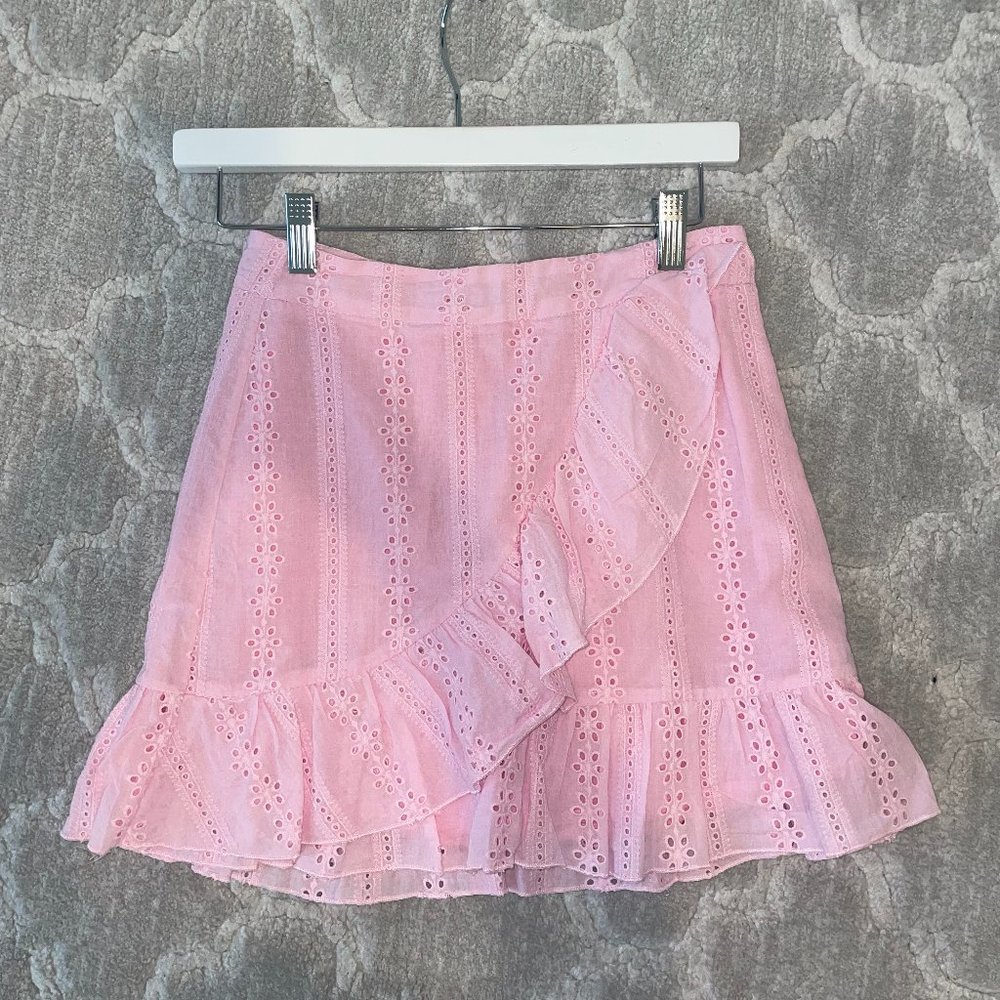 W.A.P.G. (We're All Pretty Girls) Pink Mini Ruffle Zip Up Skirt